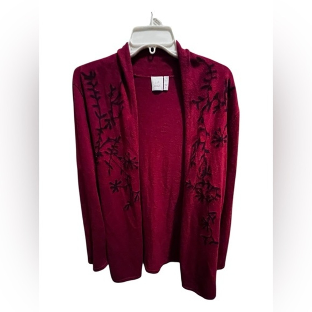 J.Jill Burgundy Floral Women's Cardigan Sz L
